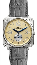 Bell & Ross Aviation Beżowy/Skóra 39x39 mm BR S White Gold