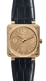 Bell & Ross Instrument Różowe złoto/Skóra 46x46 mm BR0192GOLD-INGOT