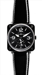 Bell & Ross Instrument Czarny/Skóra 39x38 mm BRS-BLCERAM-DIAM
