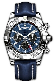 Breitling Chronomat GMT Niebieski/Skóra Ø47 mm AB0410-821