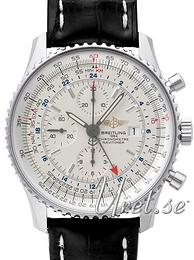 Breitling Navitimer World Srebrny/Skóra Ø46 mm A2432212-G571-760P-A20BA.1