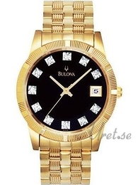 Bulova Diamonds Herr Czarny/Stal w odcieniu złota Ø35 mm 97F44