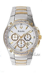 Bulova Diamonds Herr Biały/Stal Ø40 mm 98E001