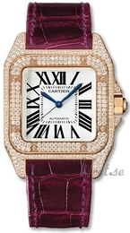 Cartier Santos 100 Srebrny/Skóra 32x32 mm WM502151