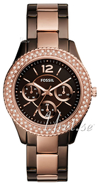 Fossil Dress Brązowy/Stal w kolorze różowego złota Ø38 mm ES4079