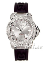 Glashütte Original Sport Evolution Panoramadatum Srebrny/Guma Ø42 mm 39-42-44-04-04