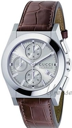 Gucci Pantheon Srebrny/Skóra Ø44 mm YA115208