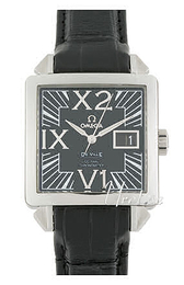 Omega De Ville X2 Big Date Czarny/Skóra 35x35 mm 7813.50.31