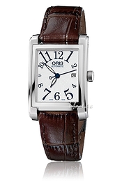 Oris Culture Rectangular Date Srebrny/Skóra 24.5x38 mm 01 561 7656 4061-07 5 17 70FC