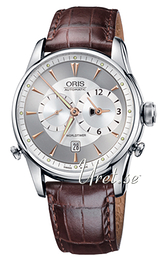 Oris Culture Artelier Worldtimer Srebrny/Skóra Ø42.5 mm 01 690 7581 4051-07 5 22 70FC