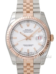 Rolex Datejust Gold/Steel Biały/18 karatowe różowe złoto Ø36 mm 116231/3