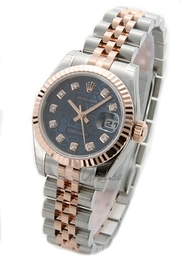 Rolex Lady Oyster Perpetual Niebieski/18 karatowe różowe złoto Ø26 mm 179171/17