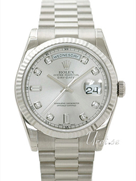 Rolex Day-Date Srebrny/18 karatowe białe złoto Ø36 mm 118239-0086