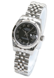 Rolex Lady Oyster Perpetual Czarny/Stal Ø26 mm 179174/7
