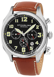Stührling Original Aviator Aviator Czarny/Skóra Ø43 mm 584.01