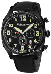 Stührling Original Aviator Aviator Czarny/Skóra Ø43 mm 584.02