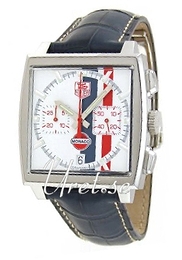 TAG Heuer Monaco Steve McQueen Vintage 75 Years Biały/Skóra 38x38 mm CV2118.FC6207