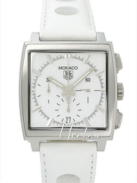 TAG Heuer Monaco Biały/Skóra 38x38 mm CW2117.FC6198