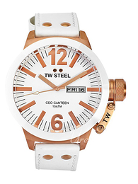TW Steel Ceo Canteen Biały/Skóra Ø45 mm CE1035